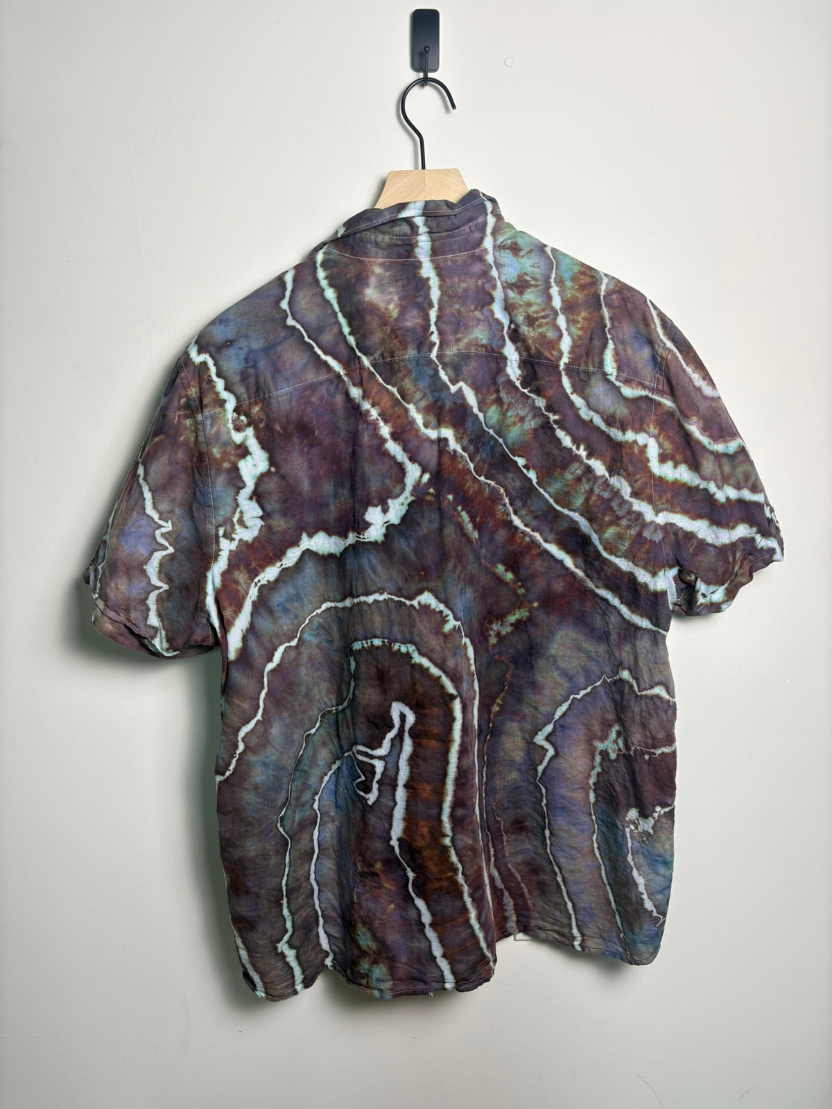 Unique Upcycled Perry Ellis XL Button-Up Shirt – Tie-Dyed Linen Blend