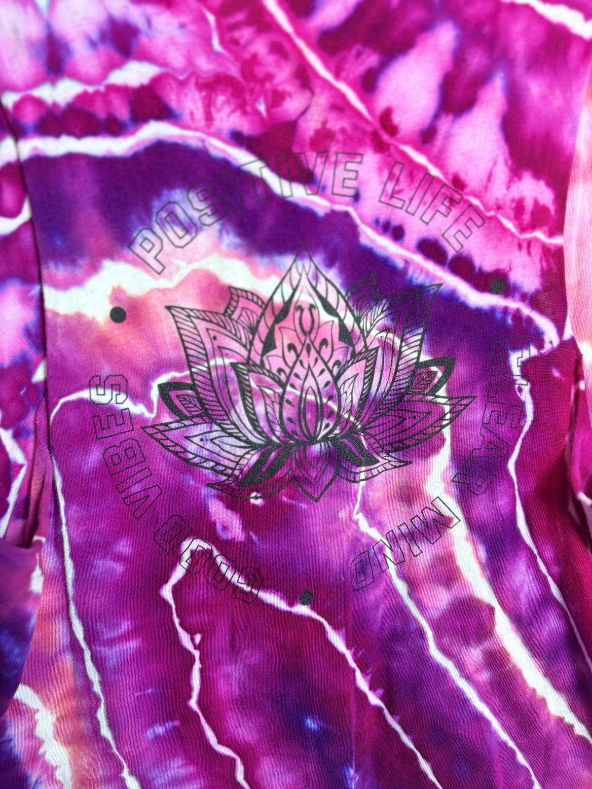 Upcycled Small Yoga Sleeveless Flowy Top – Pink & Purple Geode Tie-Dye