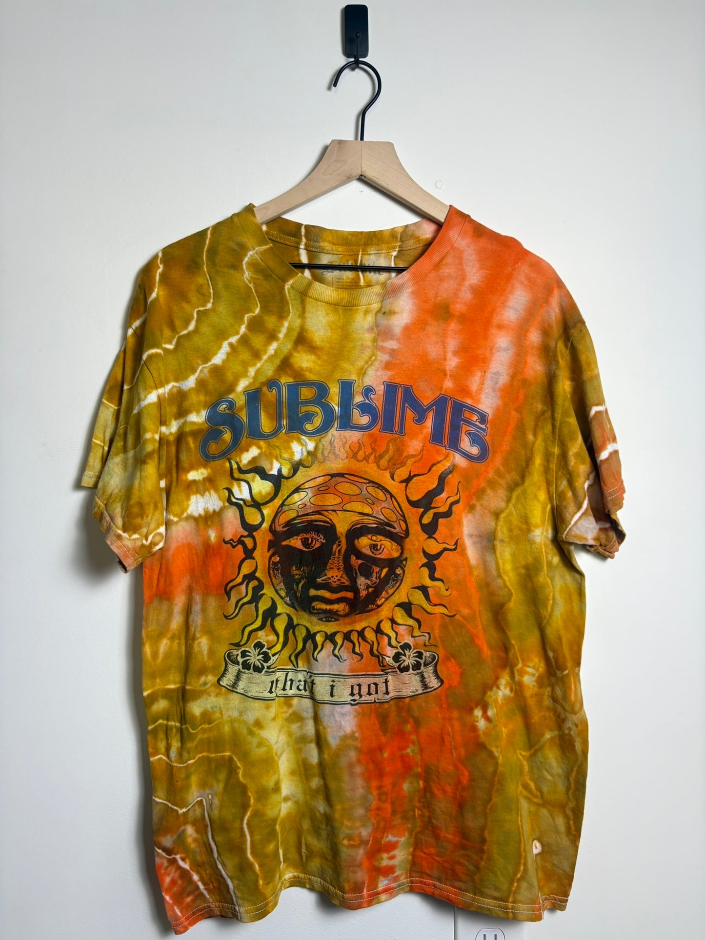 Upcycled Sublime Large T-Shirt – Earthy Orange & Gold Tie-Dye