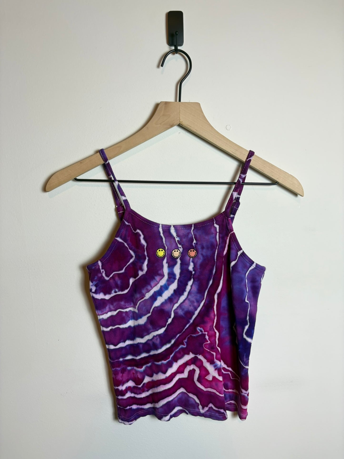 Upcycled Kids’ Large Tank Top – Purple & Pink Geode-Inspired Tie-Dye