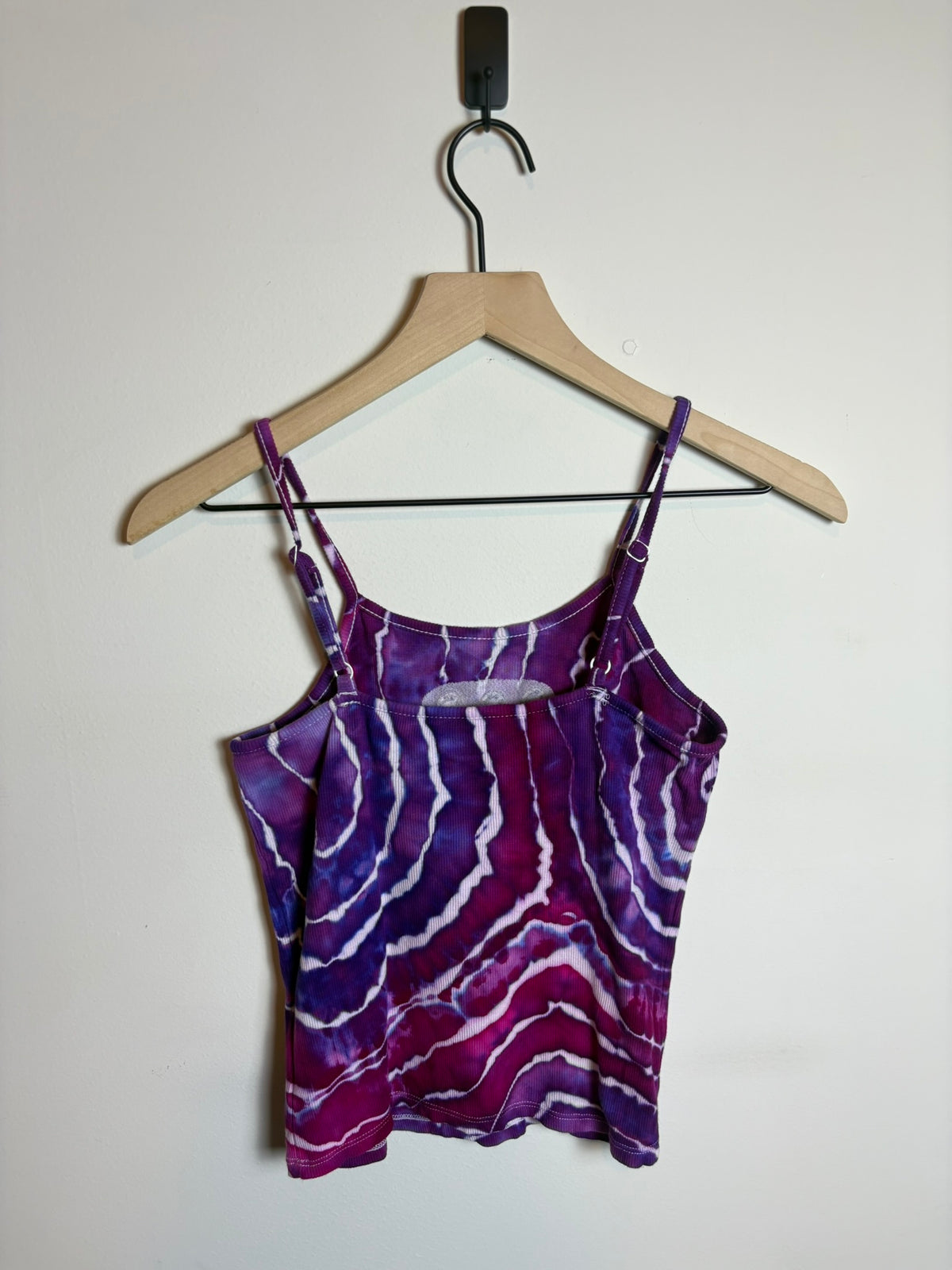 Upcycled Kids’ Large Tank Top – Purple & Pink Geode-Inspired Tie-Dye