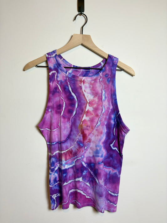 Upcycled A New Day Women’s XL Tank Top – Purple & Pink Geode Tie-Dye