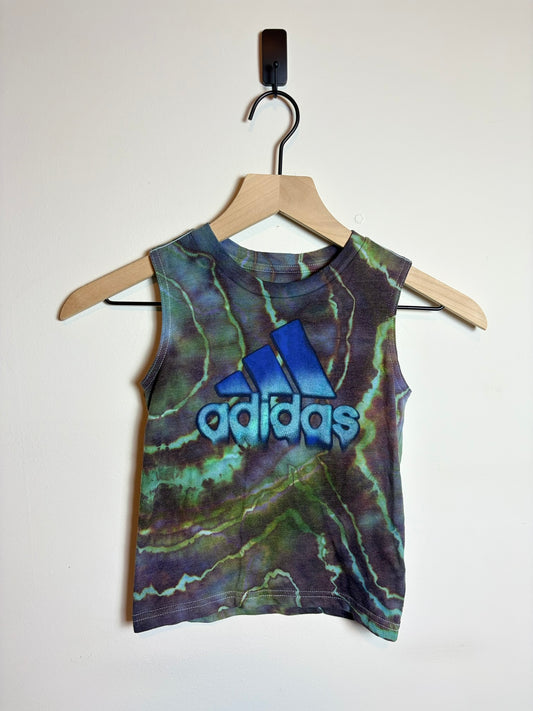 Upcycled Adidas Kids 3T T-Shirt – Green & Dark Purple Geode Tie-Dye