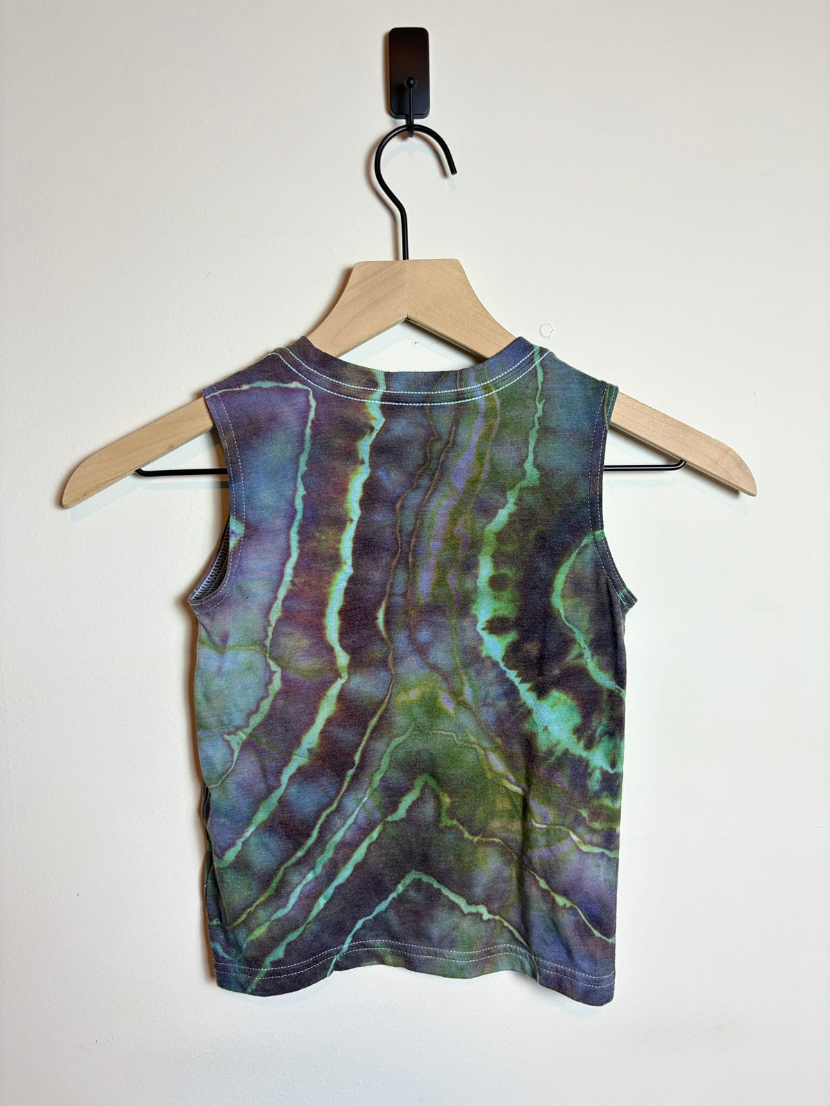 Upcycled Adidas Kids 3T T-Shirt – Green & Dark Purple Geode Tie-Dye