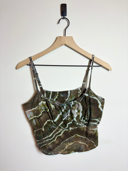 Upcycled Hollister Women’s XL Tank Top – Earthy Geode Tie-Dye