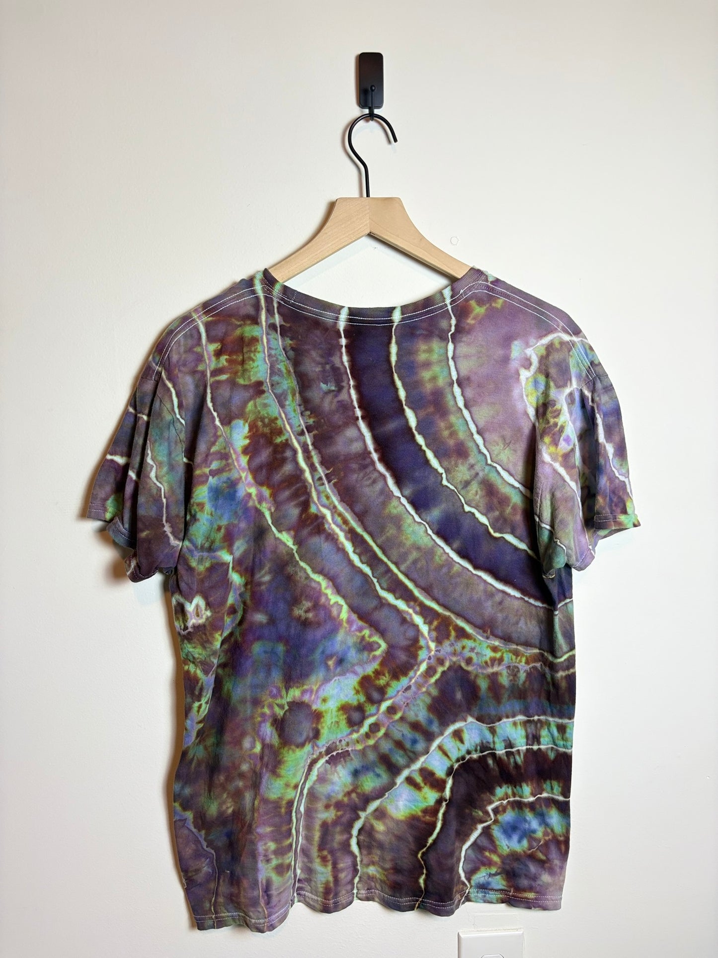 Upcycled Hanes Large T-Shirt Purple Geode-Inspired Tie-Dye