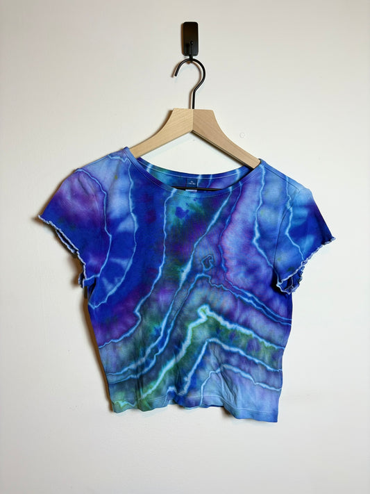 Upcycled Old Navy Kids XL T-Shirt – Ocean-Inspired Geode Tie-Dye