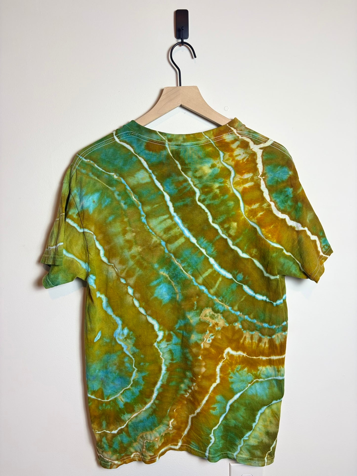 Upcycled Tokyo Medium Graphic Tee – Yellow & Green Geode-Inspired Tie-Dye